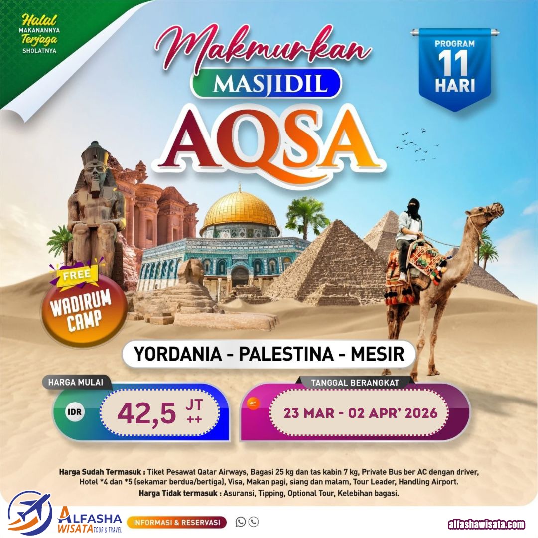 Tour Halal Yordania,Palestina,Mesir