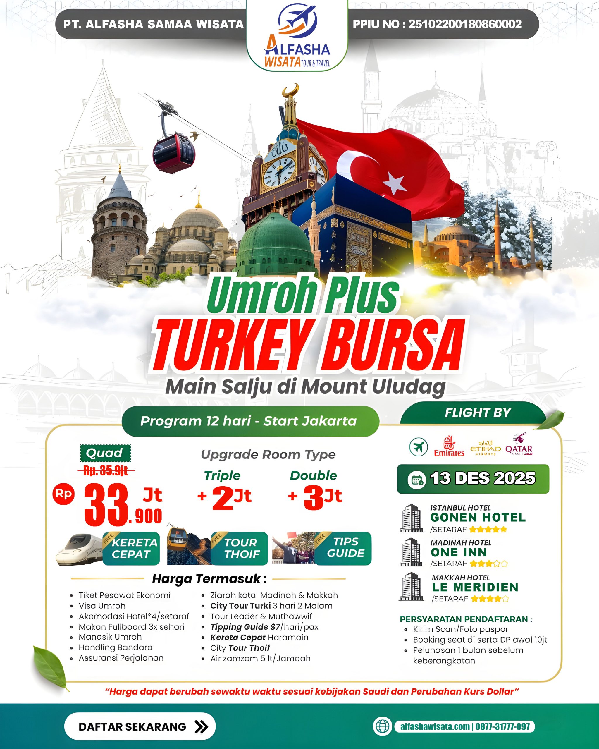 UMROH PLUS TURKEY 12 Hari